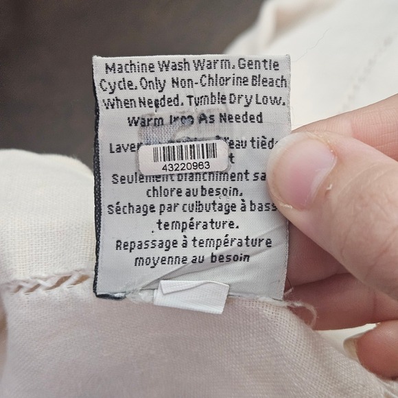 Pottery Barn 100% Linen Hemstitch Tablecloth Oatmeal Beige Peach 70x90 Rectangle - Picture 6 of 6